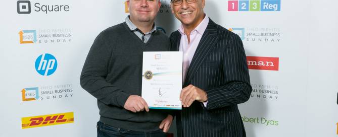 Mark Hewitson of Mark Hewitson Photography, Thame, Oxfordshire at the 2018 SBS event with Theo Paphitis